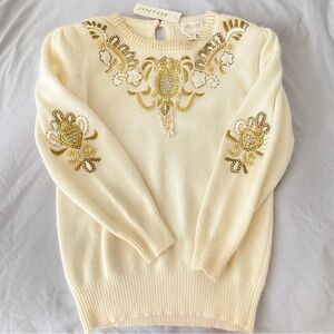 Vintage BELLDINI Beading, Sequins, Pearls Gold thread Rabbit Hair Lamb Wool L